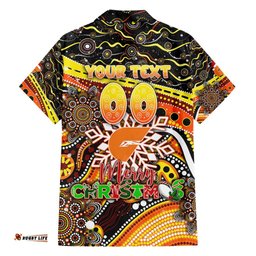 Merry Christmas AFL Giants Hawaiian Shirt Aboriginal Santa Football Mascot