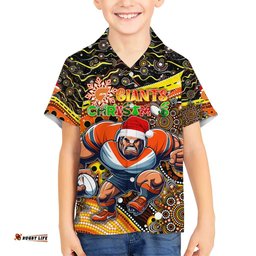 Merry Christmas AFL Giants Hawaiian Shirt Aboriginal Santa Football Mascot