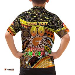 Merry Christmas AFL Giants Hawaiian Shirt Aboriginal Santa Football Mascot