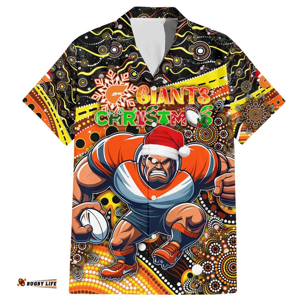 Merry Christmas AFL Giants Hawaiian Shirt Aboriginal Santa Football Mascot