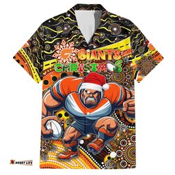 Merry Christmas AFL Giants Hawaiian Shirt Aboriginal Santa Football Mascot