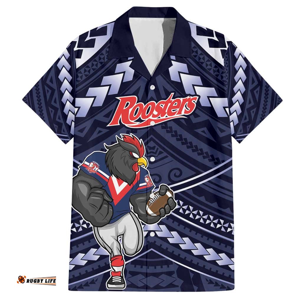 Custom Roosters Rugby Polynesian Tribal Hawaiian Shirt