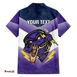 Personalised Storm Rugby 2024 Hawaiian Shirt Mascot With Trophy Go Champions Aboriginal Art