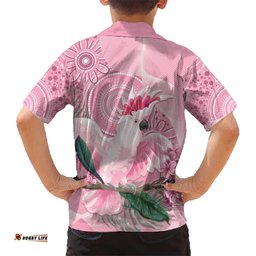 Pink Cockatoo Australia Hawaiian Shirt Aussie Cacatua Leadbeateri Aboriginal Art