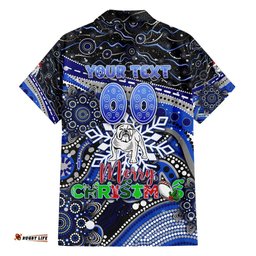 Merry Christmas Bulldogs Hawaiian Shirt Aboriginal Santa Rugby Mascot Canterbury Bankstown