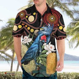Australia Palm Cockatoo Hawaiian Shirt Aussie Banksia Aboriginal Pattern