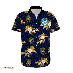 Custom Text And Number Parramatta Eels Rugby Hawaiian Shirt Polynesian Tribal Mix Tropical Hawaiian Style