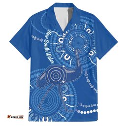 Australia New South Wales Hawaiian Shirt Aussie Emu With Aboriginal Art