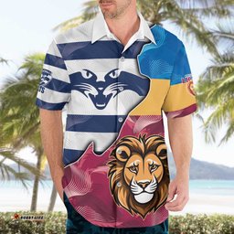 BrisbaneGeelong Football Custom Hawaiian Shirt Cracked Metal Style