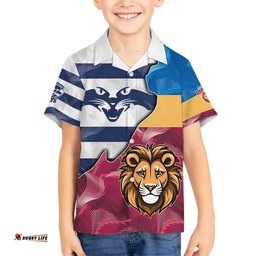 BrisbaneGeelong Football Custom Hawaiian Shirt Cracked Metal Style