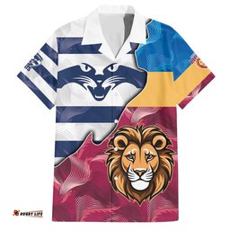 BrisbaneGeelong Football Custom Hawaiian Shirt Cracked Metal Style