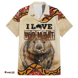 I Love Wombat Hawaiian Shirt Australian Aboriginal Art