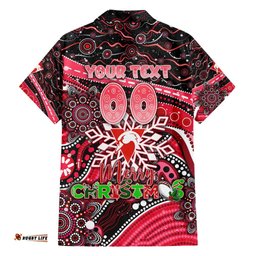 Merry Christmas AFL Swans Hawaiian Shirt Aboriginal Santa Football Mascot