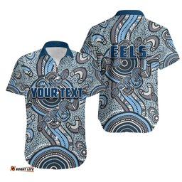 Custom Personalised Parramatta Eels Hawaiian Shirt Aboriginal Style Blue