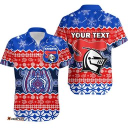 Custom Personalised Knights Aboriginal Rugby Novocastrians Christmas Vibe Hawaiian Shirt