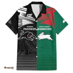 Custom RabbitohsPanthers Hawaiian Shirt NRL Tribal Half Style