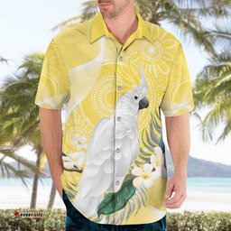 Australia Cacatua Galerita Hawaiian Shirt SulphurCrested Cockatoo Aboriginal Art