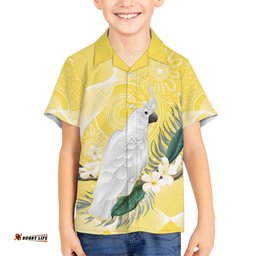 Australia Cacatua Galerita Hawaiian Shirt SulphurCrested Cockatoo Aboriginal Art