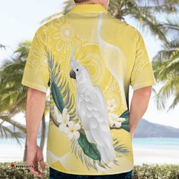 Australia Cacatua Galerita Hawaiian Shirt SulphurCrested Cockatoo Aboriginal Art