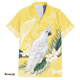 Australia Cacatua Galerita Hawaiian Shirt SulphurCrested Cockatoo Aboriginal Art