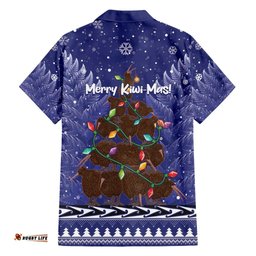Kiwi New Zealand Christmas Hawaiian Shirt Meri Kirihimete Silver Fern Blue Color