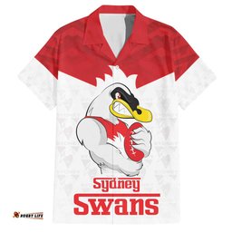 AFL Sydney Custom Hawaiian Shirt with Swans Mascot Simple Style