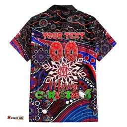 Merry Christmas AFL Demons Hawaiian Shirt Aboriginal Santa Football Mascot