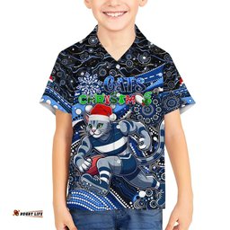 Merry Christmas AFL Cats Hawaiian Shirt Aboriginal Santa Football Mascot