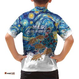 New Zealand Christmas Hawaiian Shirt Kiwis Santa Sleigh Starry Night Style