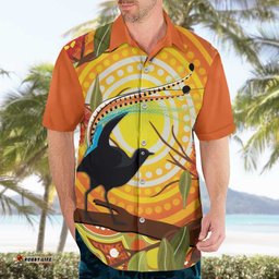 Australia Superb Lyrebird Hawaiian Shirt Aboriginal Art