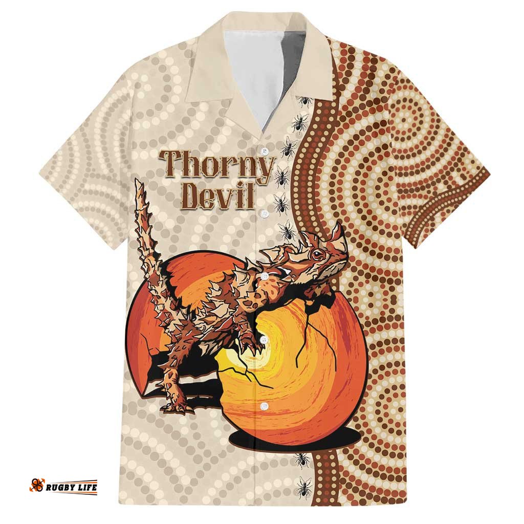 Thorny Devil Australia Hawaiian Shirt Baby Moloch Horridus With Ants Aboriginal Art