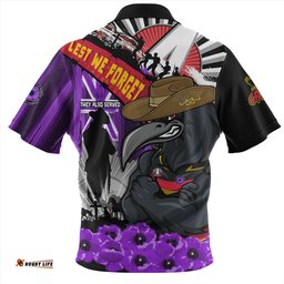 Amazing Aussie Adelaide Crows ANZAC Day Honor Purple Valor And Spirit Hawaiian Shirt