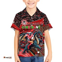 Merry Christmas Dragons Hawaiian Shirt Aboriginal Santa Rugby Mascot St George Illawarra