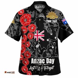 Amazing Aussie Australia Anzac Custom Lest We Forget Black Style Shirt Hawaiian Shirt