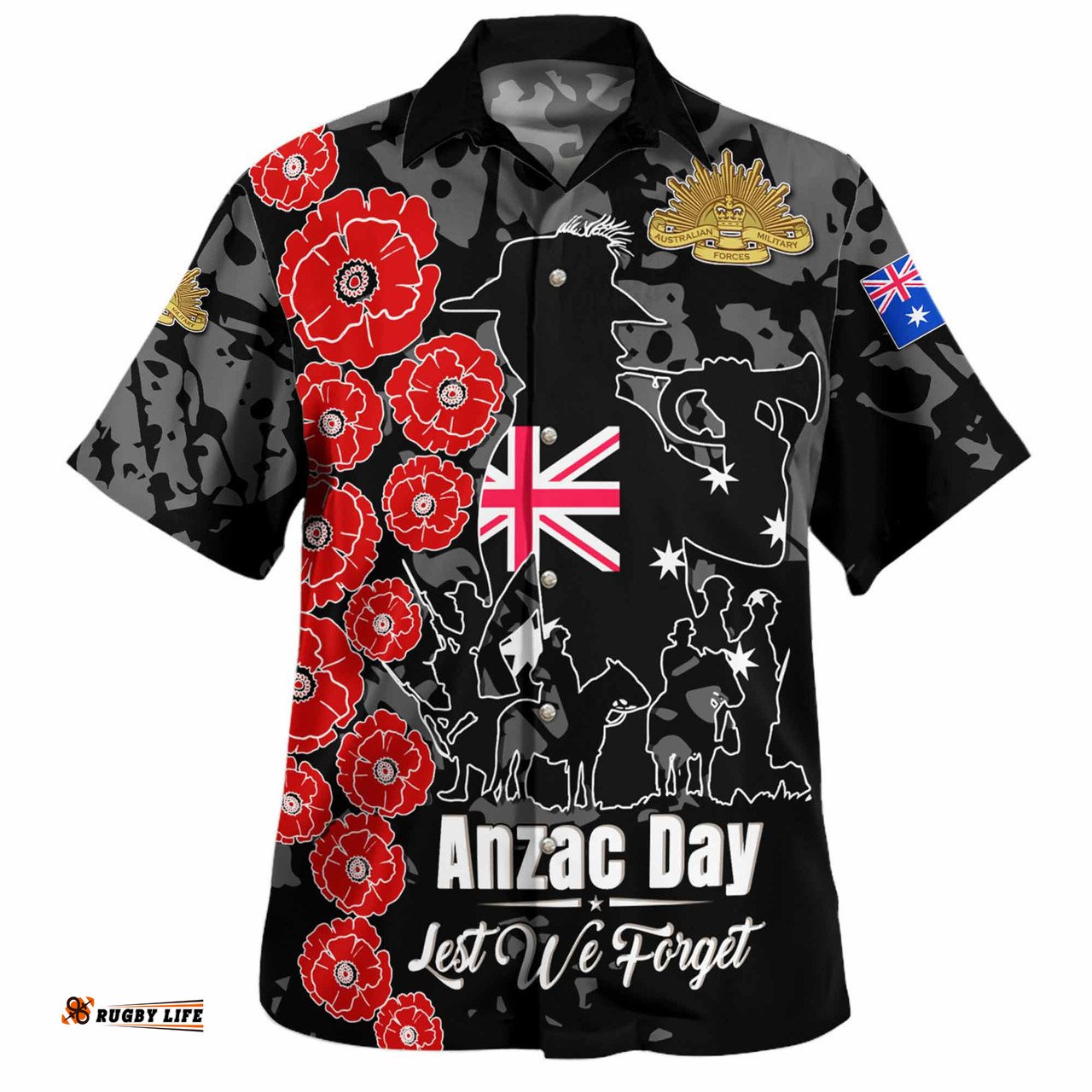 Amazing Aussie Australia Anzac Custom Lest We Forget Black Style Shirt Hawaiian Shirt