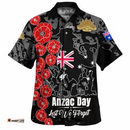 Amazing Aussie Australia Anzac Custom Lest We Forget Black Style Shirt Hawaiian Shirt
