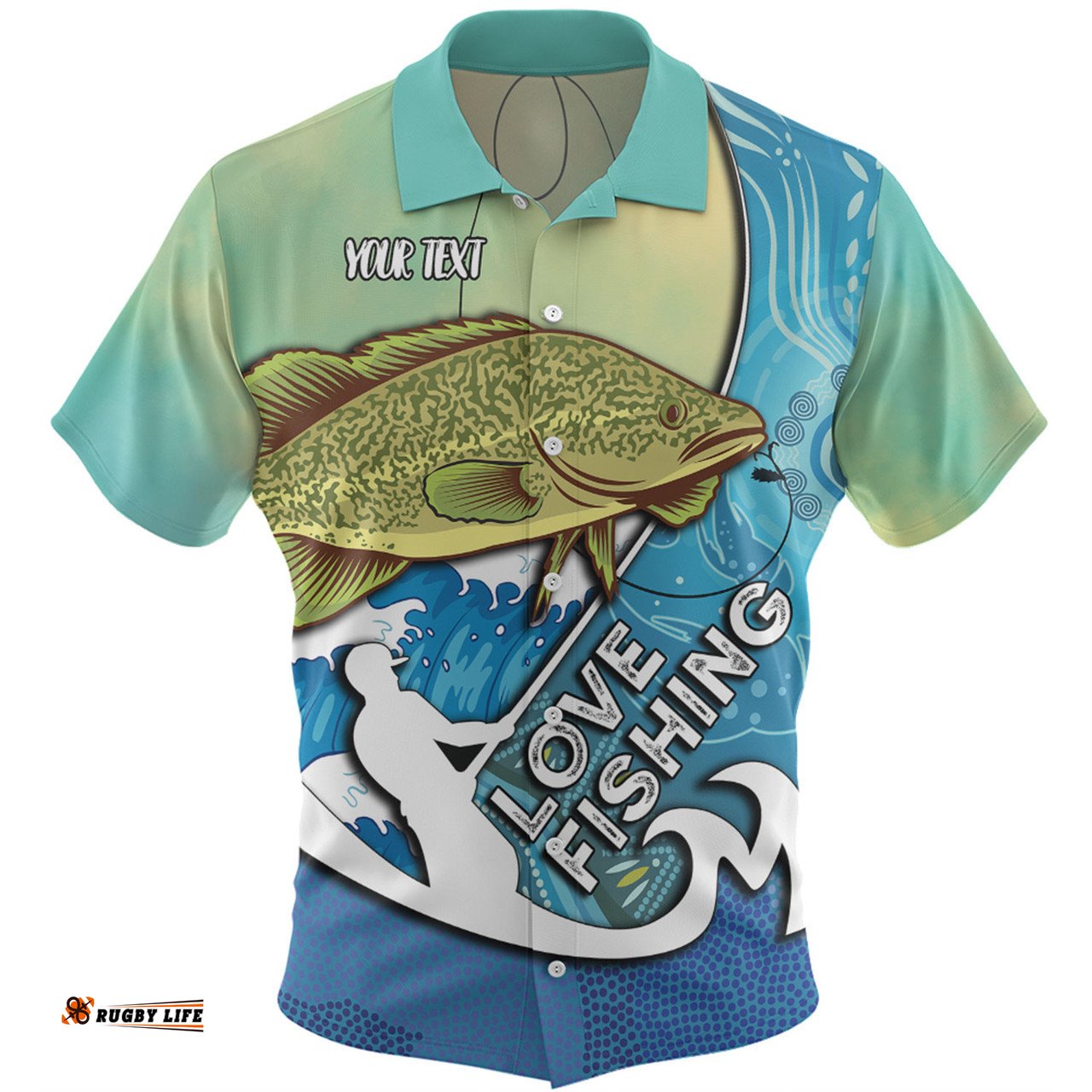 Amazing Aussie Australia Fishing Aboriginal Fishing Custom Love Fishing Murray Cod In Aboriginal Art Patterns Hawaiian Shirt