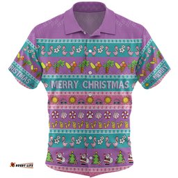 Amazing Aussie Australia Christmas Custom Aussie Christmas Flamingo Summer Vibes Purple Hawaiian Shirt