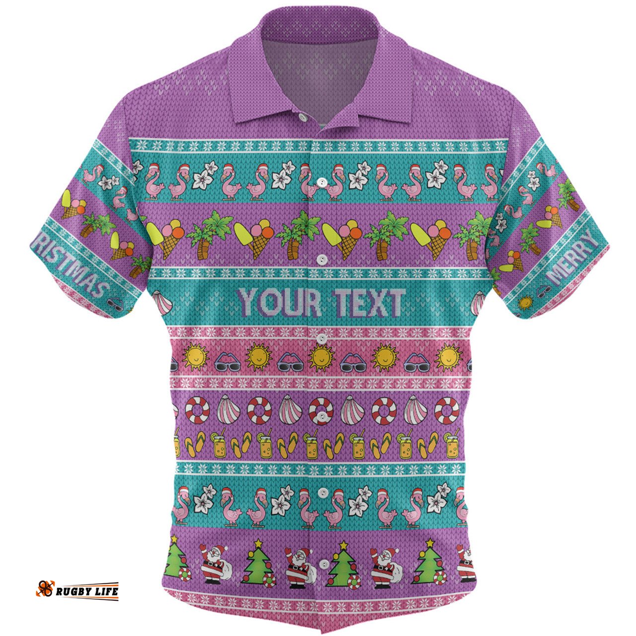 Amazing Aussie Australia Christmas Custom Aussie Christmas Flamingo Summer Vibes Purple Hawaiian Shirt