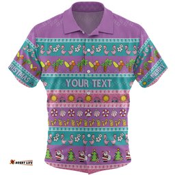 Amazing Aussie Australia Christmas Custom Aussie Christmas Flamingo Summer Vibes Purple Hawaiian Shirt