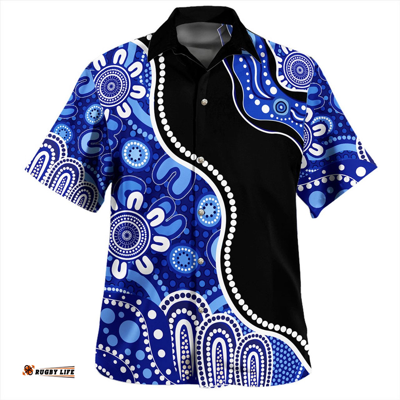 Amazing Aussie Australia Aboriginal Dot Painting Blue Hawaiian Shirt