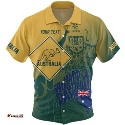 Amazing Aussie Australia Australia Day Custom Australia Coat Of Arms Kangaroo And Koala Sign Hawaiian Shirt
