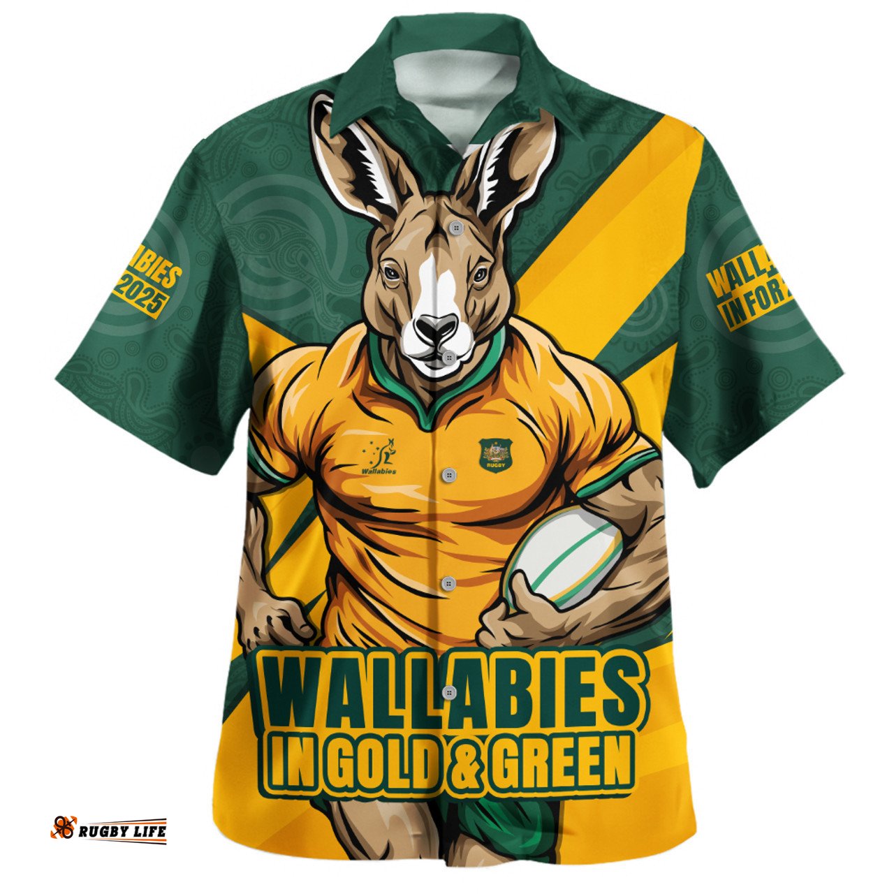 Amazing Aussie Aussie Wallabies Aboriginal Strength Wear Wallabies Rugby Edition Yellow Hawaiian Shirt