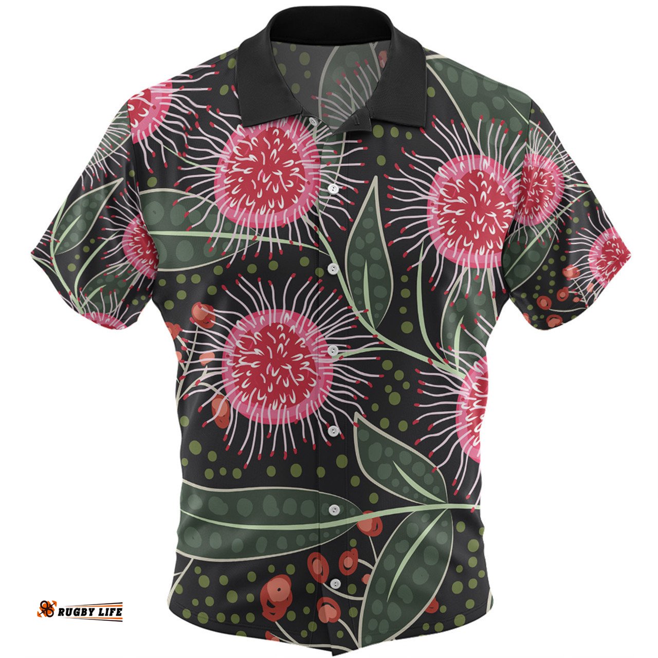 Amazing Aussie Australia Flowers Aboriginal Aboriginal Style Australian Hakea Flower Hawaiian Shirt