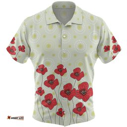Amazing Aussie Australia Aboriginal Poppy Flowers Background In Aboriginal Dot Art Style Hawaiian Shirt
