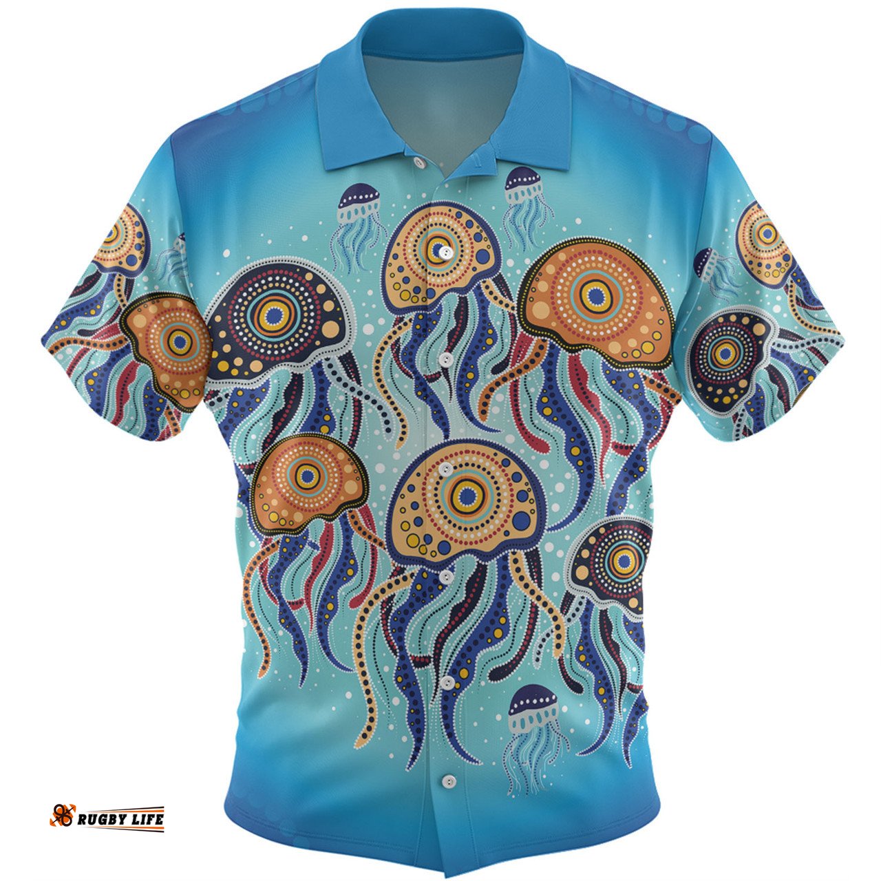Amazing Aussie Australia Dot Painting Inspired Aboriginal Jellyfish Art In Aboriginal Dot Style Hawaiian Shirt