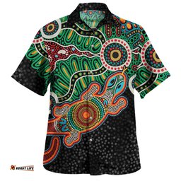 Amazing Aussie Australia Aboriginal Walking with 3000 Ancestors Behind Me With Goanna Hawaiian Shirt