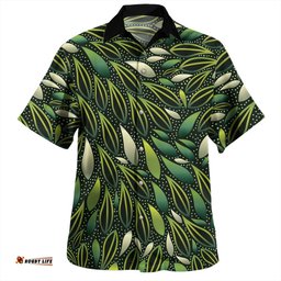 Amazing Aussie Australia Aboriginal Green Bush Leaves Seamless Hawaiian Shirt