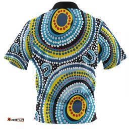 Amazing Aussie Australia Dot Painting Inspired Aboriginal Blue Aboriginal Style Dot Art Hawaiian Shirt