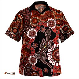 Amazing Aussie Australia Aboriginal Inspired Lizard Dot Painting Hawaiian Shirt